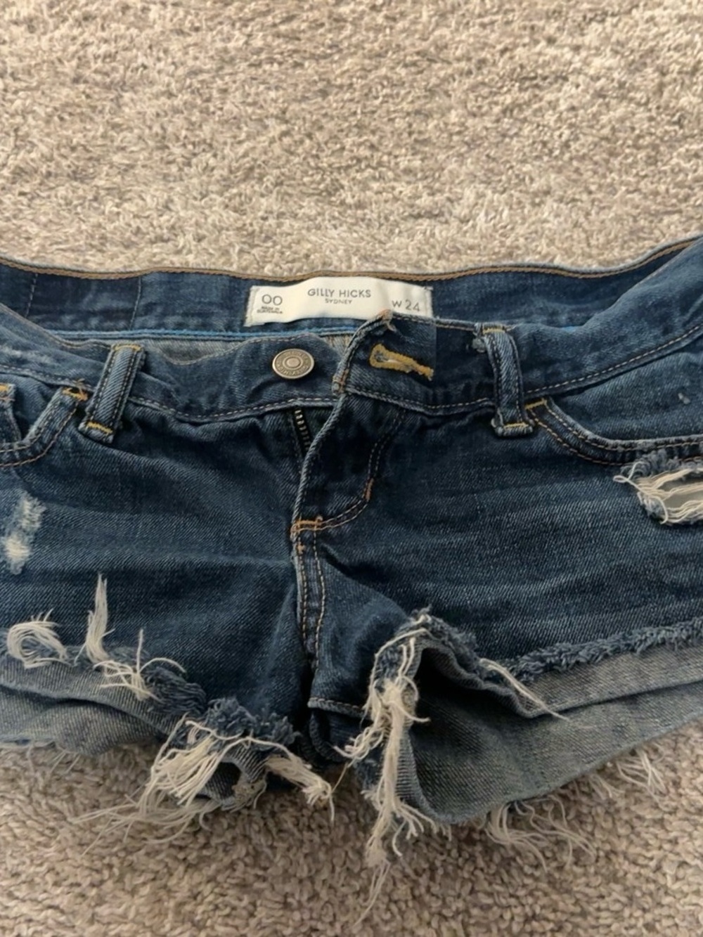 Gilly Hicks Dark Indigo Frayed Hem Denim Cutoff Shorts